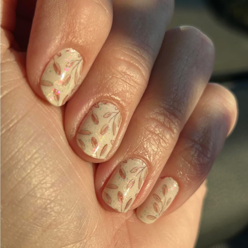 *Exclusive* Color Street Prairie Picnic | Floral Leaf Blue Clear Overlay Fall - Picture 7 of 10